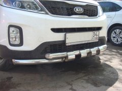 Тюнинг внедорожника Защита переднего бампера KIA Sorento 2013