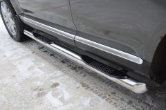 Тюнинг внедорожника Порог труба с проступью Volkswagen Touareg  2007-2010