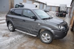 Тюнинг внедорожника Пороги с накладным листом Hyundai Tucson 2004