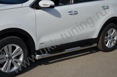 Тюнинг внедорожника Порог труба с проступью KIA Sportage 2015