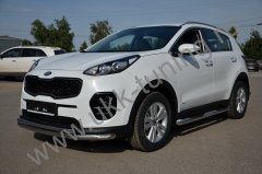 Тюнинг внедорожника Порог труба с проступью KIA Sportage 2015