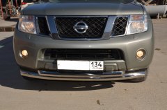 Тюнинг внедорожника Защита переднего бампера Nissan Pathfinder 2010-2013