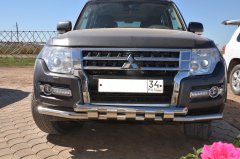 Тюнинг внедорожника Защита переднего бампера Mitsubishi Pajero 4 2006-2017