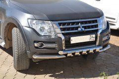 Тюнинг внедорожника Защита переднего бампера Mitsubishi Pajero 4 2006-2017