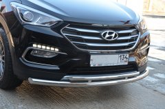 Тюнинг внедорожника Защита переднего бампера Hyundai Santa Fe 2016