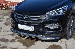 Тюнинг внедорожника Защита переднего бампера Hyundai Santa Fe 2016