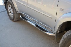 Тюнинг внедорожника Порог труба с проступью Mitsubishi Pajero Sport 2008