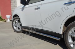 Тюнинг внедорожника Защита штатного порога труба Mitsubishi Outlander 2012-2014
