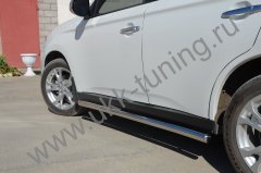 Тюнинг внедорожника Защита штатного порога труба Mitsubishi Outlander 2015