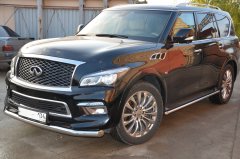 Тюнинг внедорожника Защита штатного порога труба Infinity QX80 2014-2017