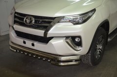 Тюнинг внедорожника Защита переднего бампера Toyota Fortuner 2017