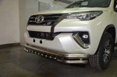 Тюнинг внедорожника Защита переднего бампера Toyota Fortuner 2017