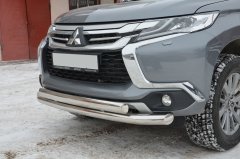Тюнинг внедорожника Защита переднего бампера Mitsubishi Pajero Sport 2017