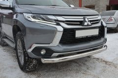 Тюнинг внедорожника Защита переднего бампера Mitsubishi Pajero Sport 2017