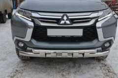 Тюнинг внедорожника Защита переднего бампера Mitsubishi Pajero Sport 2017