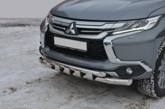 Тюнинг внедорожника Защита переднего бампера Mitsubishi Pajero Sport 2017