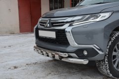 Тюнинг внедорожника Защита переднего бампера Mitsubishi Pajero Sport 2017