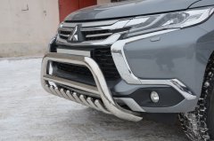 Тюнинг внедорожника Защита переднего бампера Mitsubishi Pajero Sport 2017